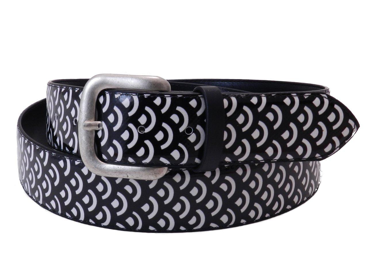 MAN'S BELT PAUL MECCANICO BLACK AND WHITE CIRCULAR FANTASY - Paul Meccanico