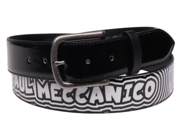 MAN'S BELT PAUL MECCANICO BLACK AND WHITE COLOURS "JUST HAVE FUN" MADE OF LORRY TARPAULIN. - Paul Meccanico
