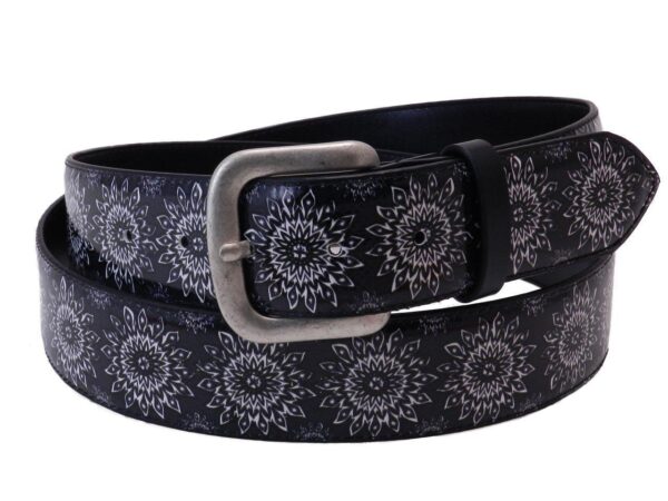 MAN'S BELT PAUL MECCANICO BLACK AND WHITE SUN FANTASY - Paul Meccanico