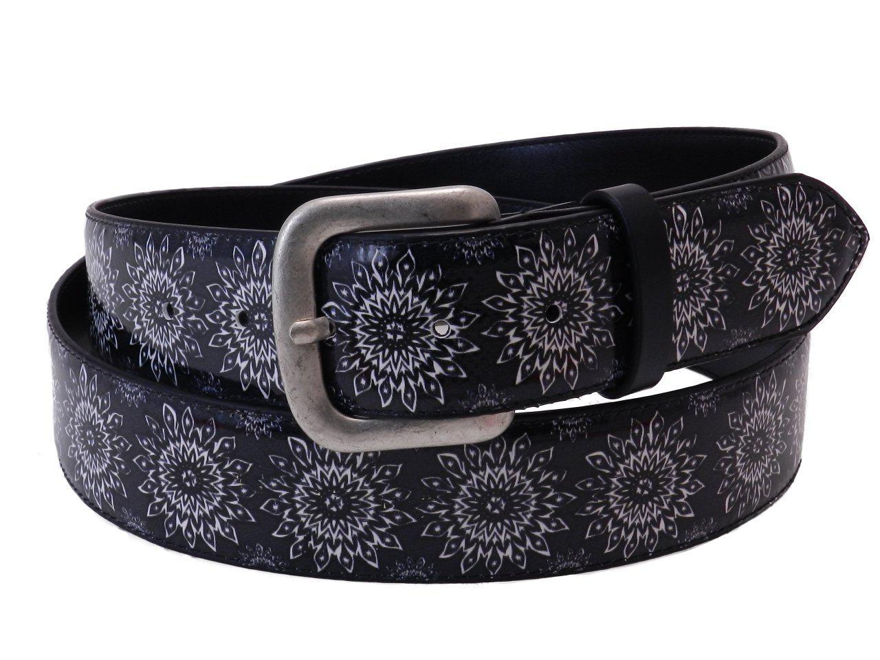 MAN'S BELT PAUL MECCANICO BLACK AND WHITE SUN FANTASY - Paul Meccanico