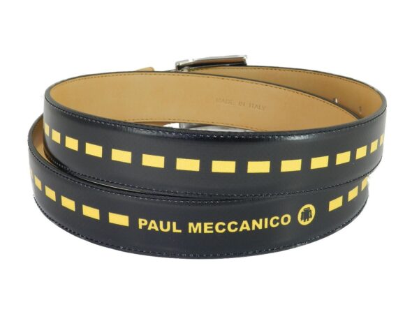 MAN'S BELT PAUL MECCANICO. BLACK AND YELLOW COLOURS WITH ROAD FANTASY. - Paul Meccanico