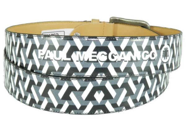 MAN'S BELT PAUL MECCANICO. BLACK, WHITE AND GREY COLOURS WITH GEOMETRIC FANTASY. - Paul Meccanico