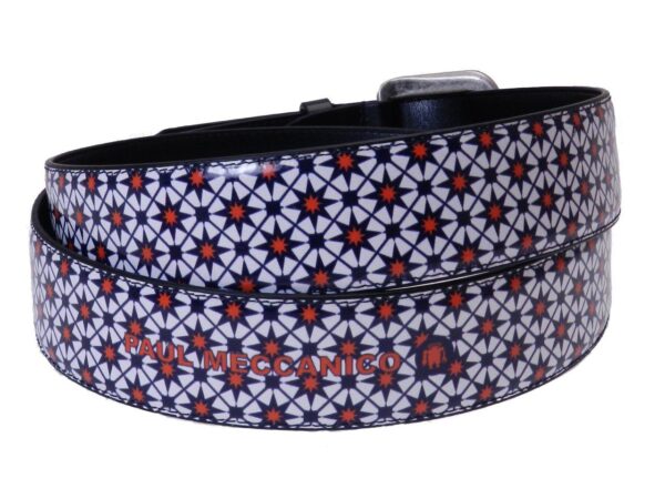 MAN'S BELT PAUL MECCANICO BLUE AND WHITE WITH STARS - Paul Meccanico