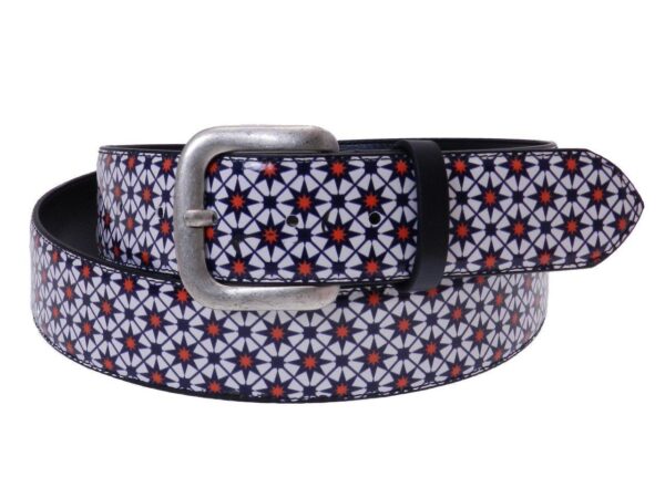 MAN'S BELT PAUL MECCANICO BLUE AND WHITE WITH STARS - Paul Meccanico