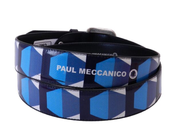 MAN'S BELT PAUL MECCANICO BLUE COLOUR GEOMETRIC FANTASY - Paul Meccanico