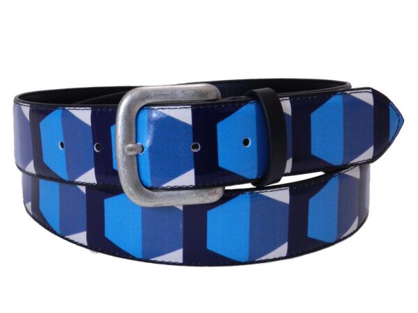 MAN'S BELT PAUL MECCANICO BLUE COLOUR GEOMETRIC FANTASY - Paul Meccanico