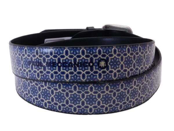 MAN'S BELT PAUL MECCANICO BLUE COLOUR MAJOLICA FANTASY. - Paul Meccanico