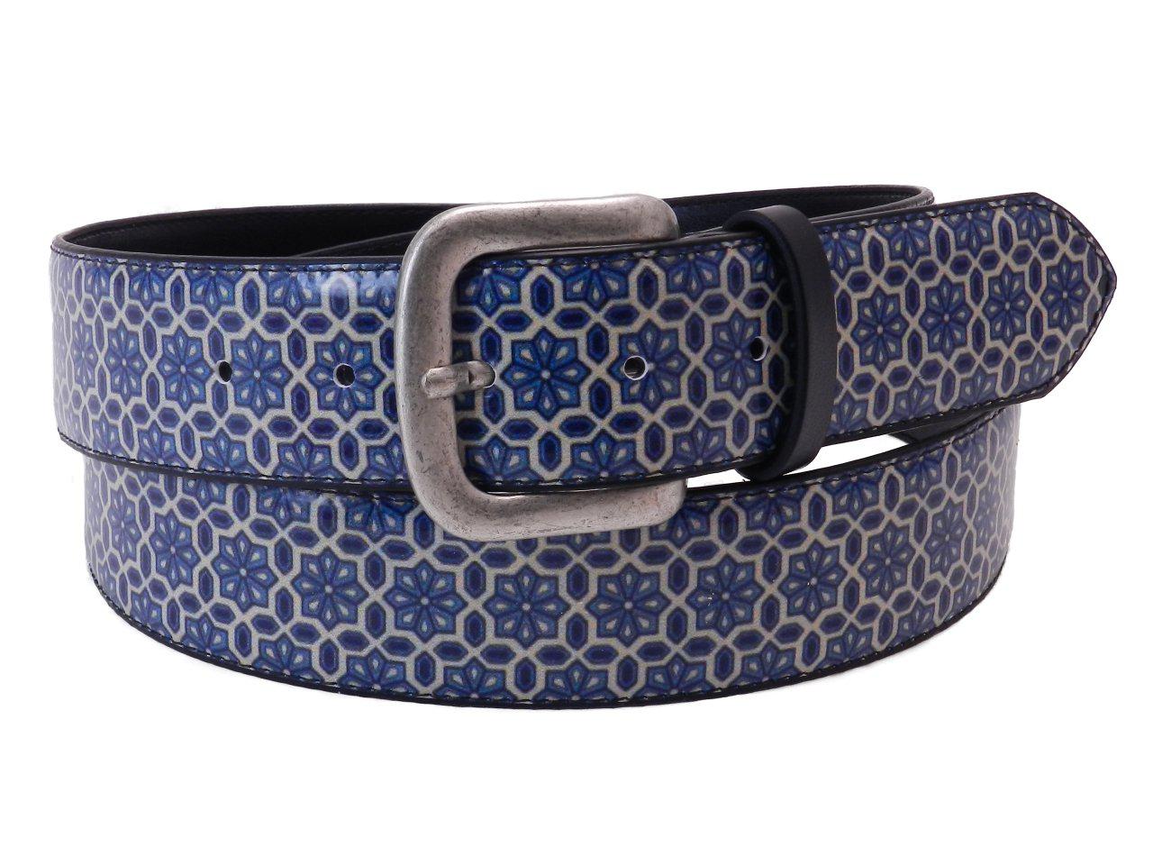MAN'S BELT PAUL MECCANICO BLUE COLOUR MAJOLICA FANTASY. - Paul Meccanico