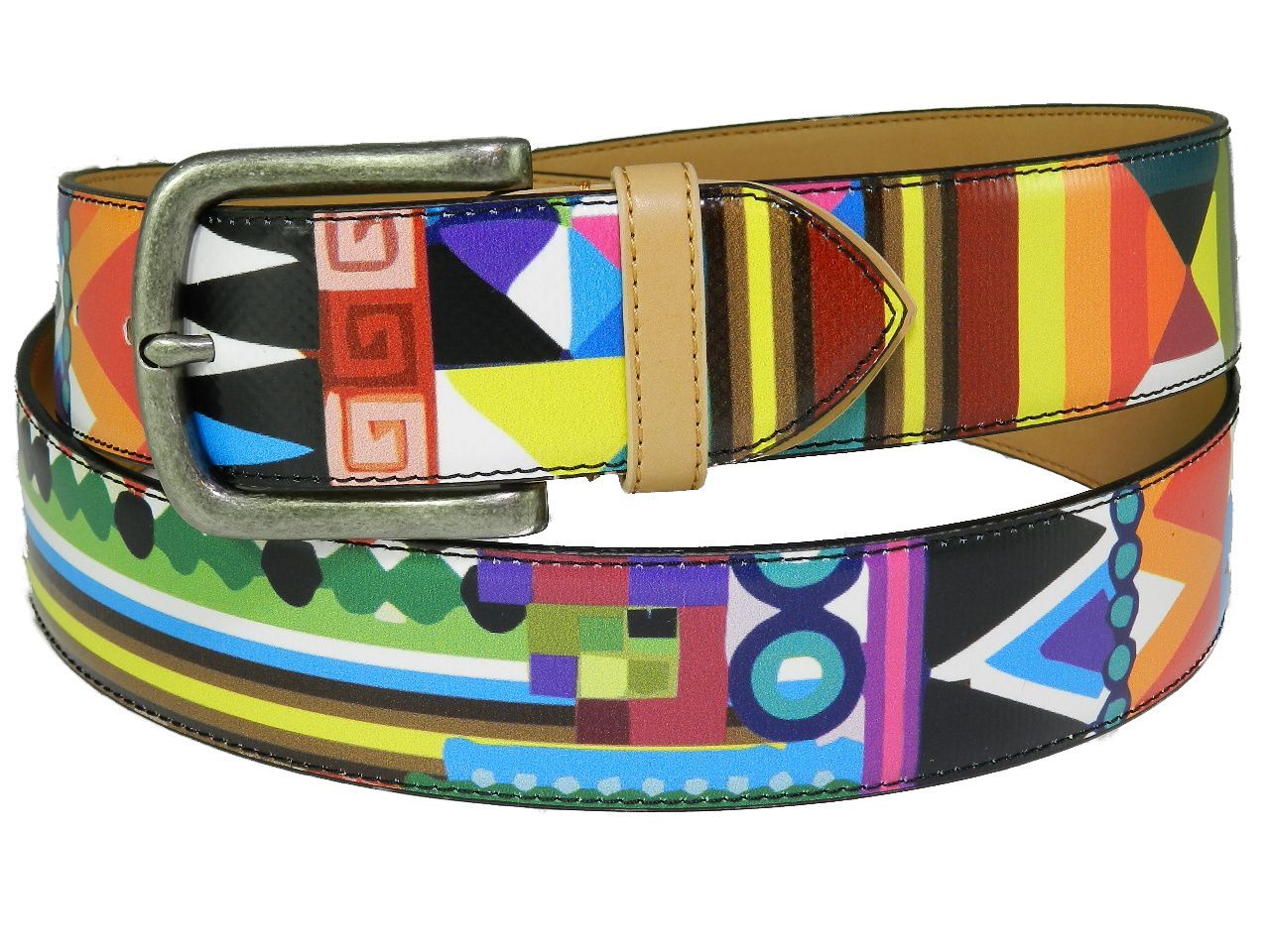 MAN'S BELT PAUL MECCANICO. MULTICOLOR ETHNIC FANTASY. - Paul Meccanico