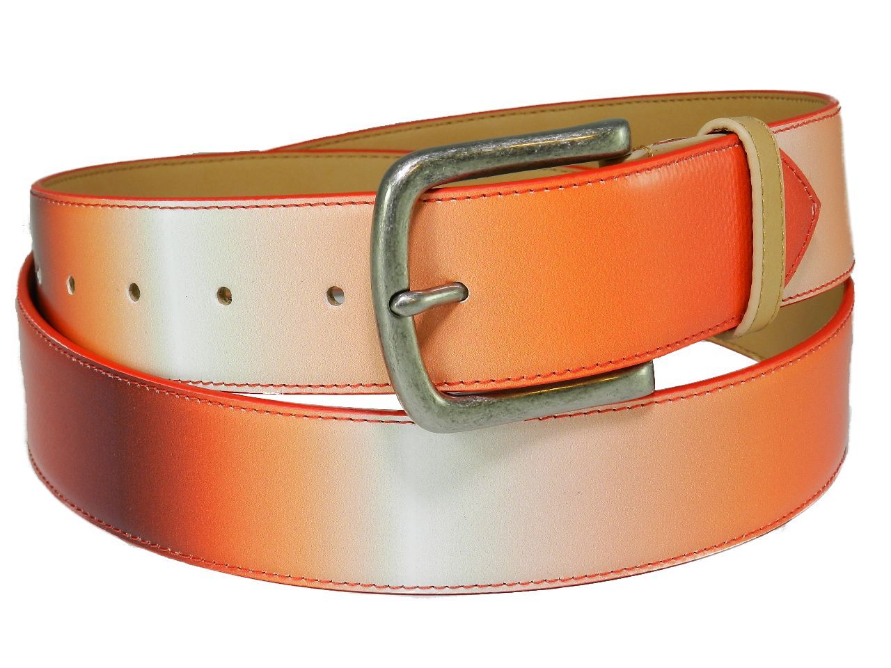 MAN'S BELT PAUL MECCANICO. ORANGE COLOUR WITH SHADED FANTASY. - Paul Meccanico