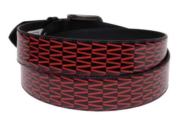 MAN'S BELT RED AND BLACK COLOURS GEOMETRIC FANTASY MADE OF LORRY TARPAULIN. - Unique Pieces Paul Meccanico