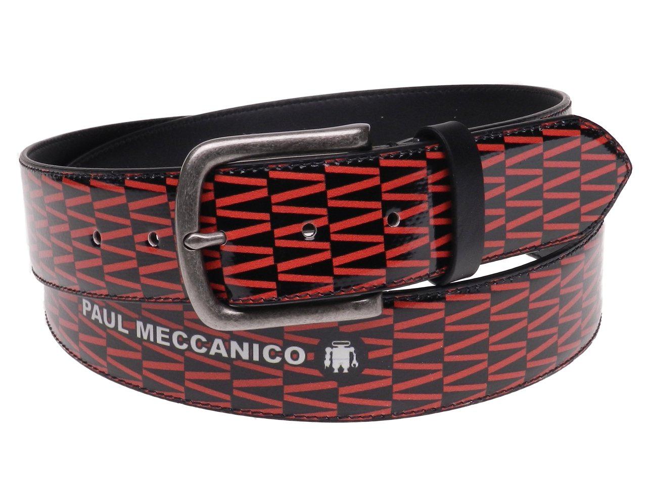 MAN'S BELT RED AND BLACK COLOURS GEOMETRIC FANTASY MADE OF LORRY TARPAULIN. - Unique Pieces Paul Meccanico