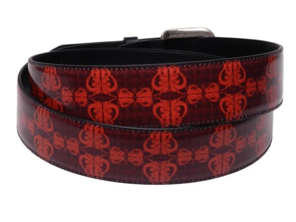 MAN'S BELT RED AND ORANGE INDIAN FANTASY MADE OF LORRY TARPAULIN. - Unique Pieces Paul Meccanico