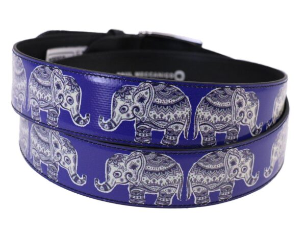 MAN'S BELT ROYAL COLOUR "ELEPHANTS" MADE OF LORRY TARPAULIN. - Unique Pieces Paul Meccanico