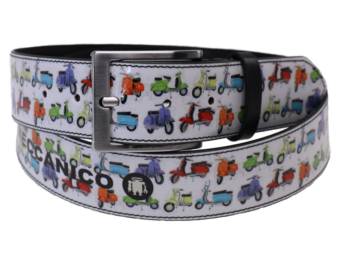 MAN'S BELT WHITE COLOUR WITH PRINT OF THE MYTHICAL "VESPA" MADE OF LORRY TARPAULIN. - Unique Pieces Paul Meccanico