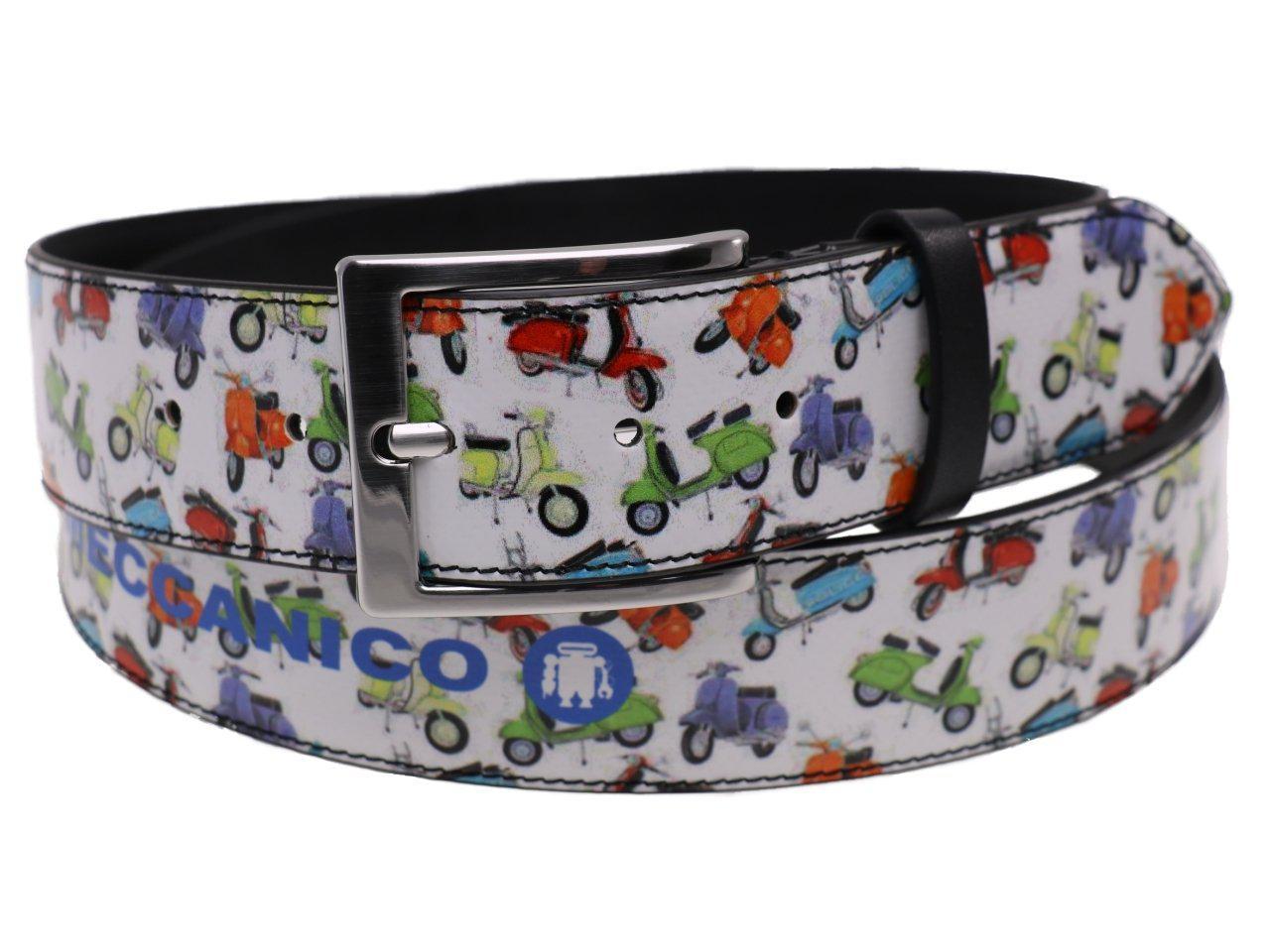 MAN'S BELT WHITE COLOUR WITH PRINT OF THE MYTHICAL "VESPA" MADE OF LORRY TARPAULIN. - Unique Pieces Paul Meccanico