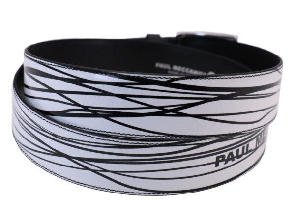 MAN'S BELT WHITE COLOUR WITH WOVEN FANTASY MADE OF LORRY TARPAULIN. - Unique Pieces Paul Meccanico