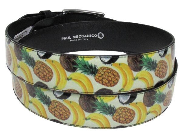 MAN'S BELT WITH FRUIT PRINT MADE OF LORRY TARPAULIN. - Unique Pieces Paul Meccanico