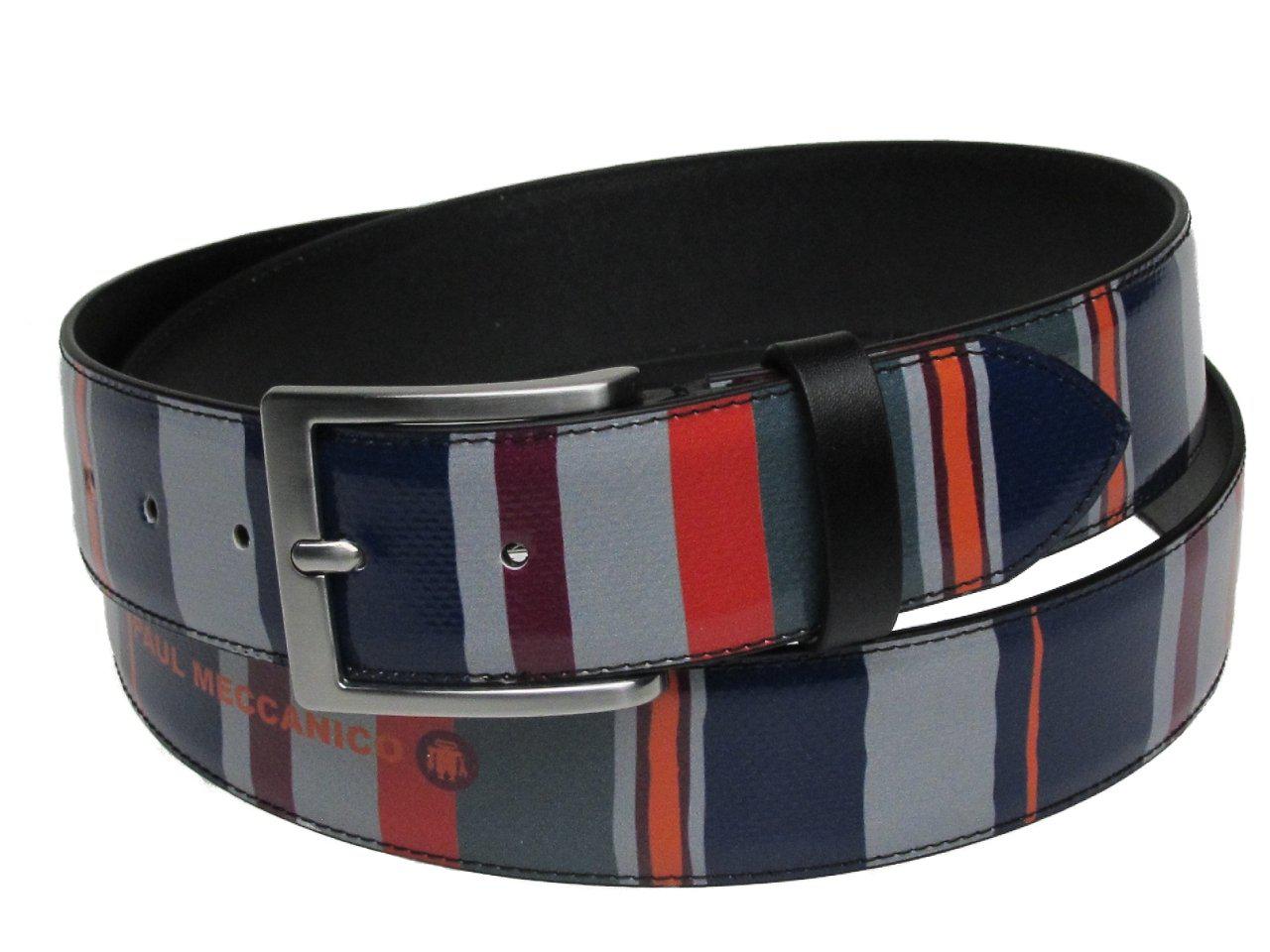 MAN'S BELT WITH MULTICOLOR LINES MADE OF LORRY TARPAULIN. - Paul Meccanico