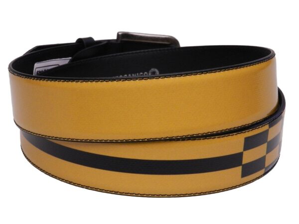 MAN'S BELT YELLOW AND BLACK COLOURS "GRAND PRIX" STYLE MADE OF LORRY TARPAULIN. - Paul Meccanico