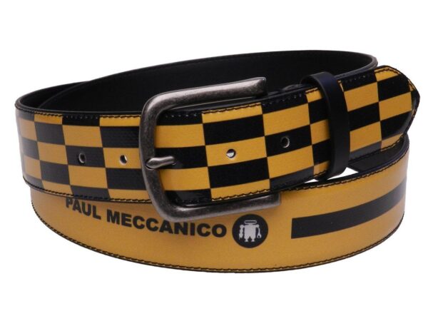 MAN'S BELT YELLOW AND BLACK COLOURS "GRAND PRIX" STYLE MADE OF LORRY TARPAULIN. - Paul Meccanico
