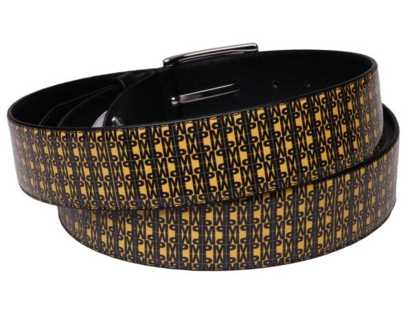 MAN'S BELT YELLOW AND BLACK LETTERING FANTASY MADE OF LORRY TARPAULIN. - Paul Meccanico