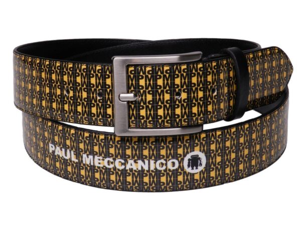MAN'S BELT YELLOW AND BLACK LETTERING FANTASY MADE OF LORRY TARPAULIN. - Paul Meccanico