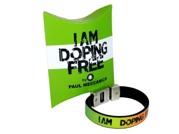 MAN'S BRACELET I AM DOPING FREE BY PAUL MECCANICO MULTICOLOR BLUE GREEN YELLOW ORANGE - Limited Edition Paul Meccanico