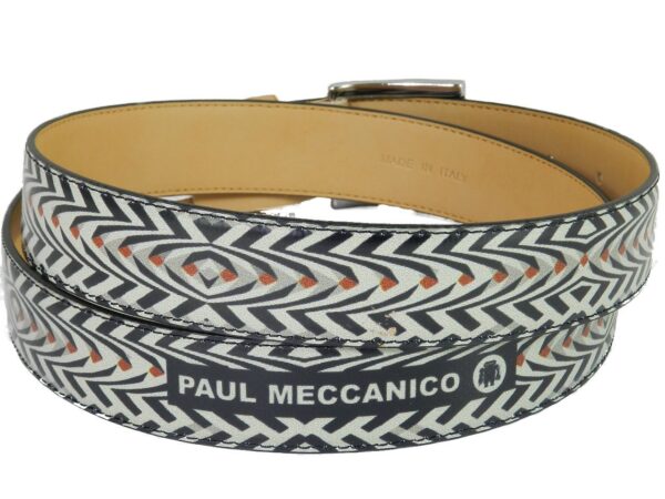 MAN'S OR WOMAN'S BELT PAUL MECCANICO. BLACK AND BEIGE COLOURS ETHNIC FANTASY. - Paul Meccanico