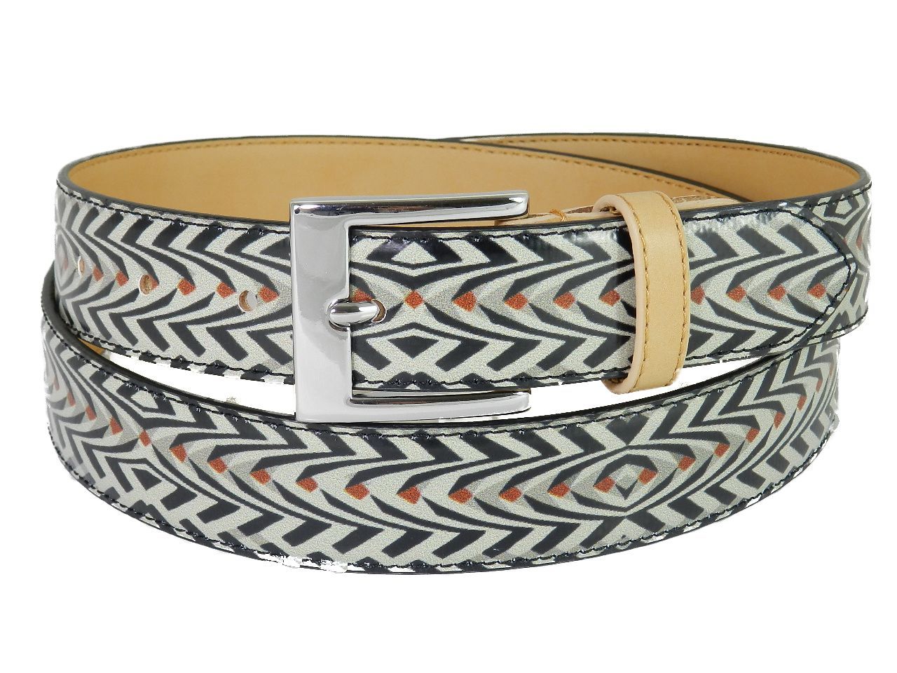 MAN'S OR WOMAN'S BELT PAUL MECCANICO. BLACK AND BEIGE COLOURS ETHNIC FANTASY. - Paul Meccanico