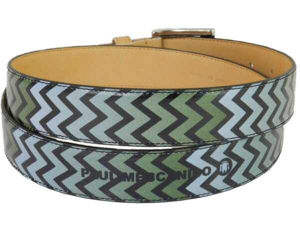 MAN'S OR WOMAN'S BELT PAUL MECCANICO. BLACK AND GREEN COLOURS WITH ZIG ZAG FANTASY. - Paul Meccanico