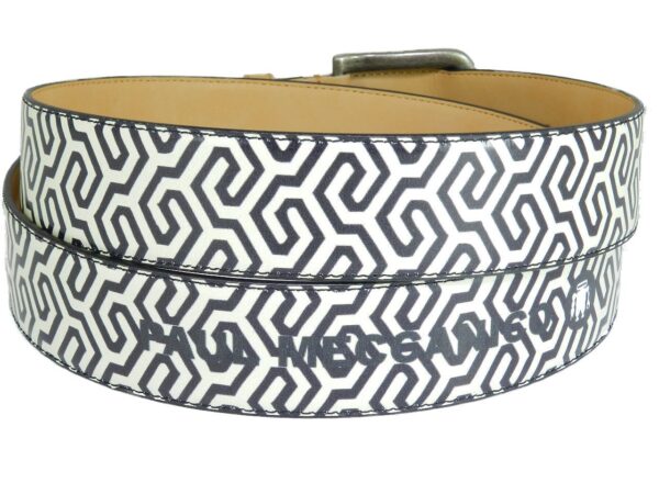 MAN'S OR WOMAN'S BELT PAUL MECCANICO. BLACK AND WHITE WITH GEOMETRIC FANTASY. - Paul Meccanico