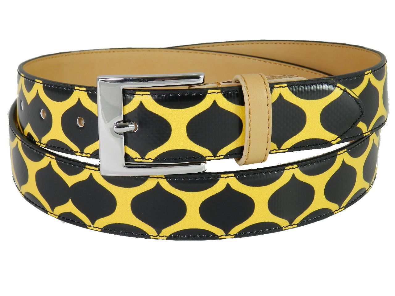 MAN'S OR WOMAN'S BELT PAUL MECCANICO. BLACK AND YELLOW COLOURS OPTICAL FANTASY. - Paul Meccanico