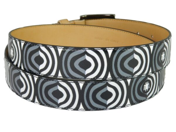 MAN'S OR WOMAN'S BELT PAUL MECCANICO. BLACK, WHITE AND GREY COLOURS OPTICAL FANTASY. - Paul Meccanico