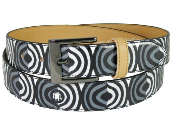 MAN'S OR WOMAN'S BELT PAUL MECCANICO. BLACK, WHITE AND GREY COLOURS OPTICAL FANTASY. - Paul Meccanico