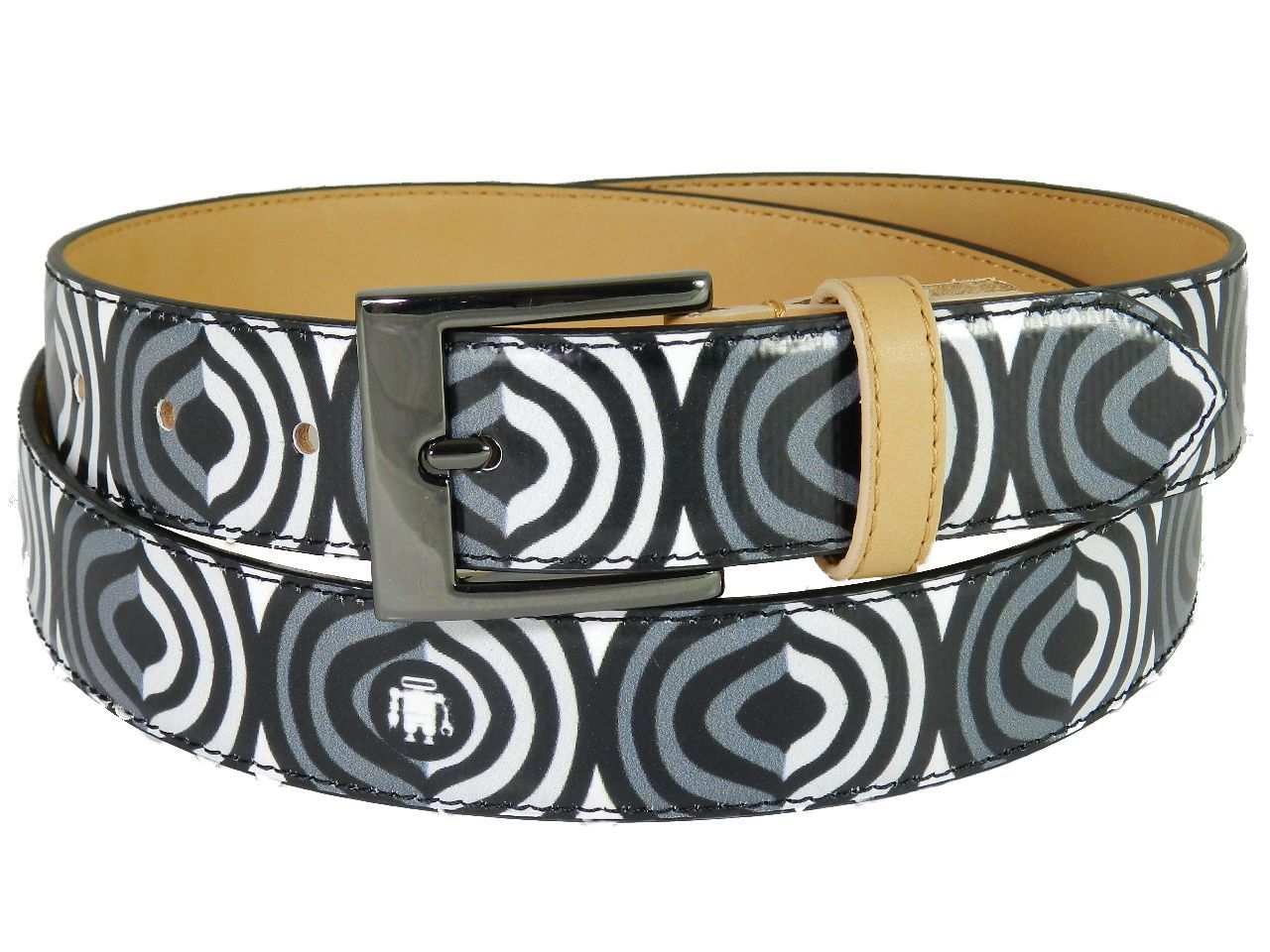 MAN'S OR WOMAN'S BELT PAUL MECCANICO. BLACK, WHITE AND GREY COLOURS OPTICAL FANTASY. - Paul Meccanico
