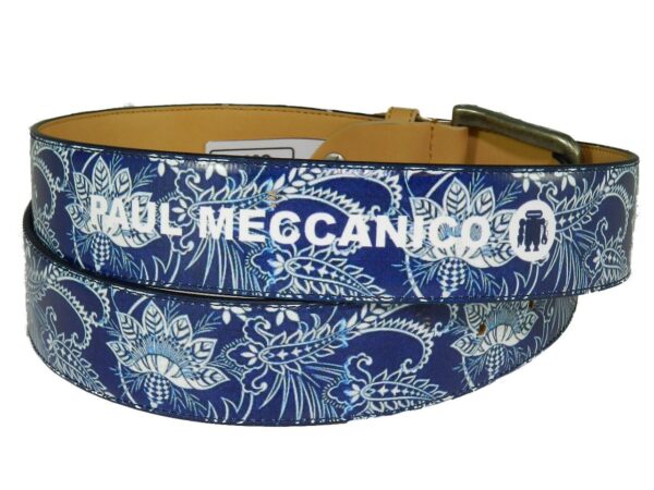 MAN'S OR WOMAN'S BELT PAUL MECCANICO. BLUE COLOUR FLORAL FANTASY. - Paul Meccanico