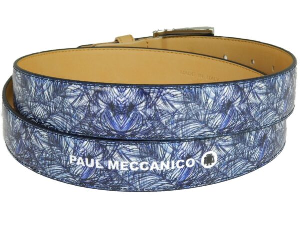 MAN'S OR WOMAN'S BELT PAUL MECCANICO. BLUE COLOUR WHIT PALM FANTASY. - Paul Meccanico