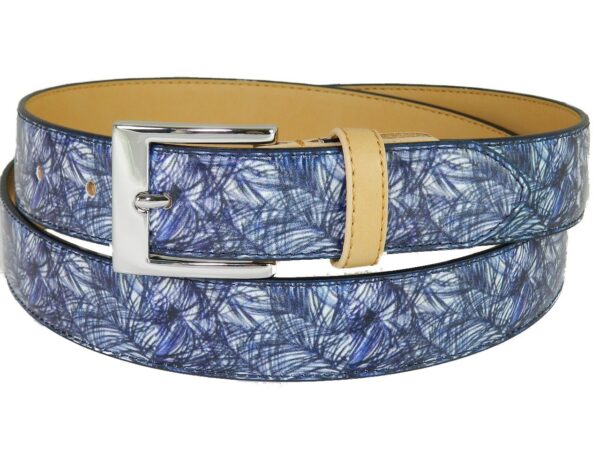 MAN'S OR WOMAN'S BELT PAUL MECCANICO. BLUE COLOUR WHIT PALM FANTASY. - Paul Meccanico