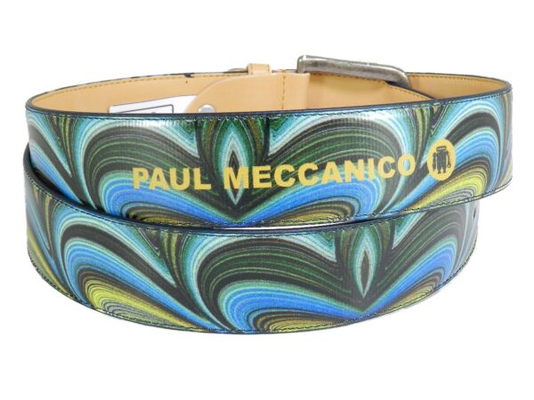 MAN'S OR WOMAN'S BELT PAUL MECCANICO. COLOUR BLUE SHADED EFFECT WITH PSYCHEDELIC FANTASY. - Paul Meccanico