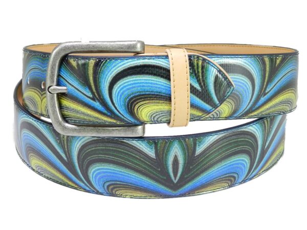 MAN'S OR WOMAN'S BELT PAUL MECCANICO. COLOUR BLUE SHADED EFFECT WITH PSYCHEDELIC FANTASY. - Paul Meccanico