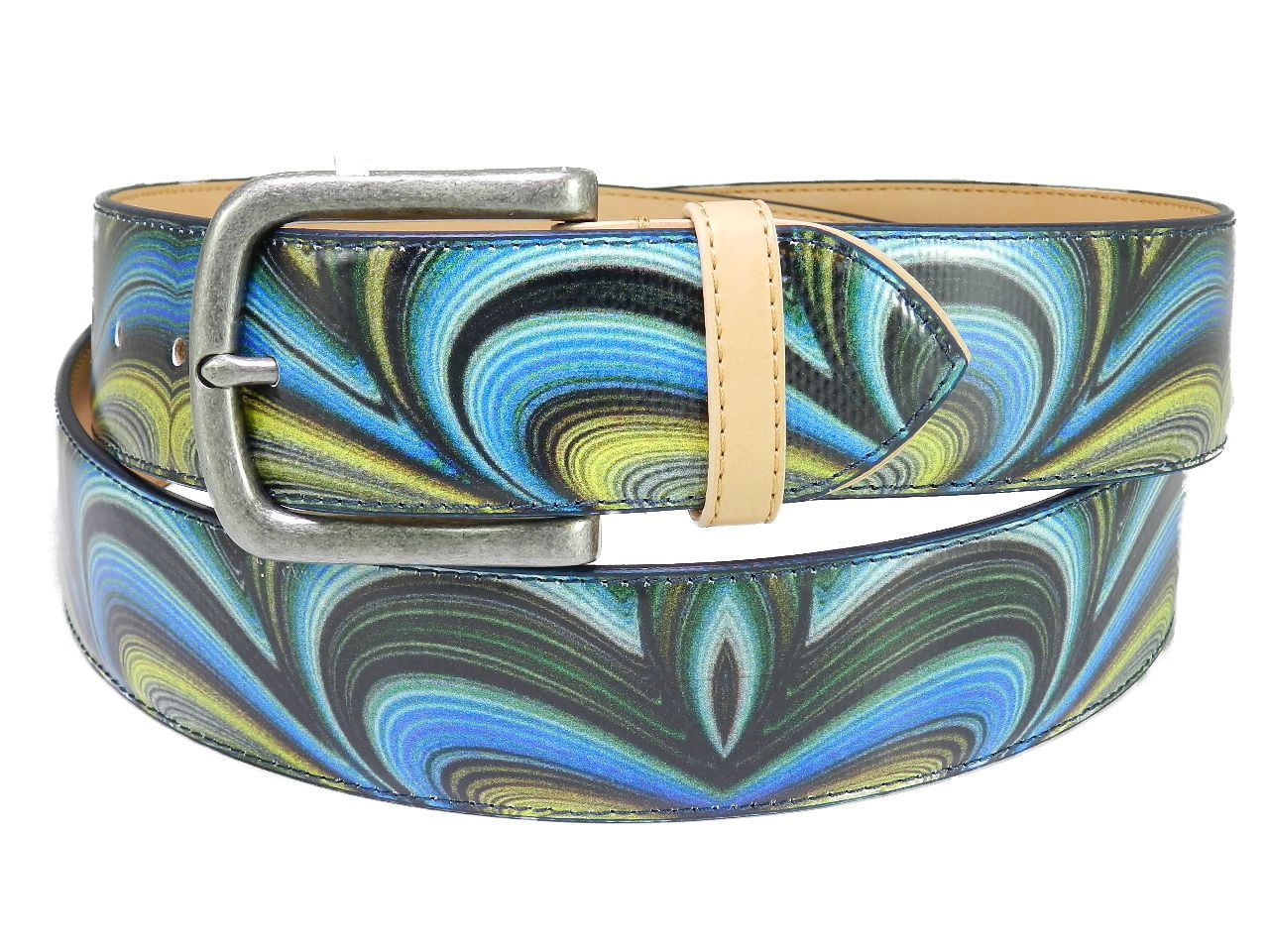 MAN'S OR WOMAN'S BELT PAUL MECCANICO. COLOUR BLUE SHADED EFFECT WITH PSYCHEDELIC FANTASY. - Paul Meccanico
