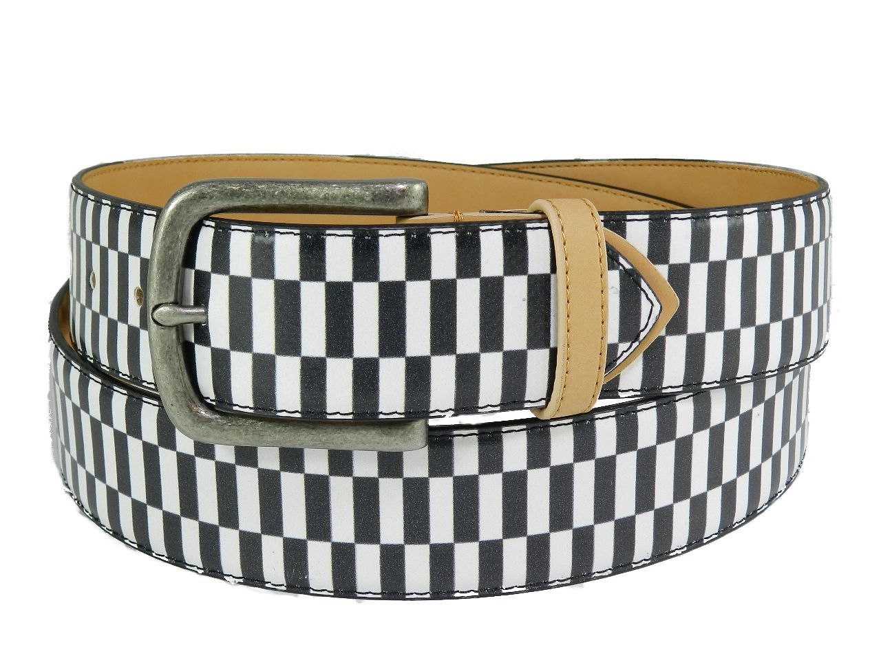 MAN'S OR WOMAN'S BELT PAUL MECCANICO. GEOMETRIC BLACK AND WHITE FANTASY. - Paul Meccanico