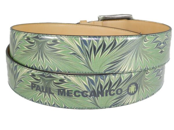 MAN'S OR WOMAN'S BELT PAUL MECCANICO. GREEN COLOUR WITH PSYCHEDELIC FANTASY. - Paul Meccanico