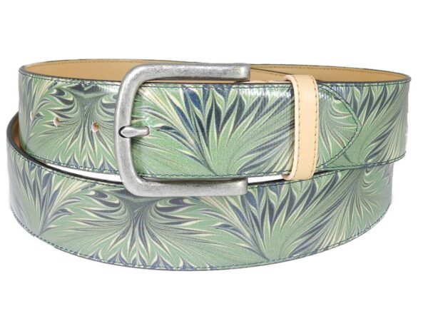 MAN'S OR WOMAN'S BELT PAUL MECCANICO. GREEN COLOUR WITH PSYCHEDELIC FANTASY. - Paul Meccanico