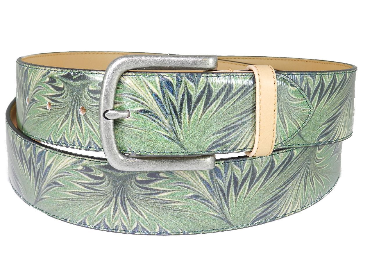 MAN'S OR WOMAN'S BELT PAUL MECCANICO. GREEN COLOUR WITH PSYCHEDELIC FANTASY. - Paul Meccanico