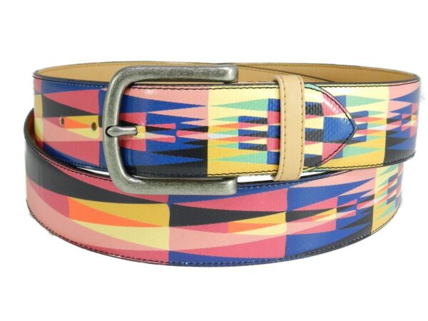 MAN'S OR WOMAN'S BELT PAUL MECCANICO. MULTICOLOR WITH GEOMETRIC FANTASY. - Paul Meccanico