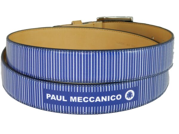 MAN'S OR WOMAN'S BELT PAUL MECCANICO. ROYAL AND WHITE COLOURS WITH STRIPED FANTASY. - Paul Meccanico