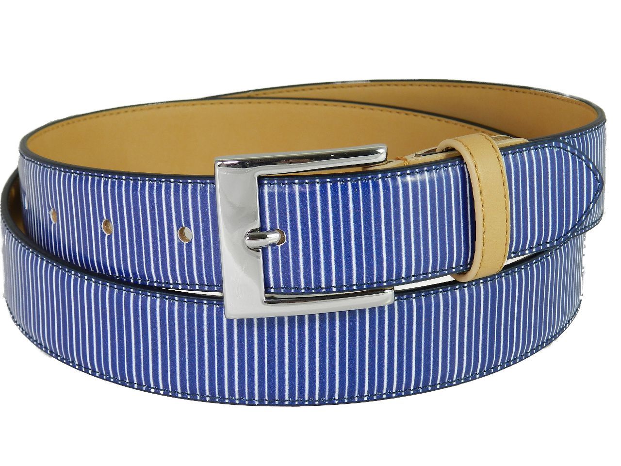 MAN'S OR WOMAN'S BELT PAUL MECCANICO. ROYAL AND WHITE COLOURS WITH STRIPED FANTASY. - Paul Meccanico