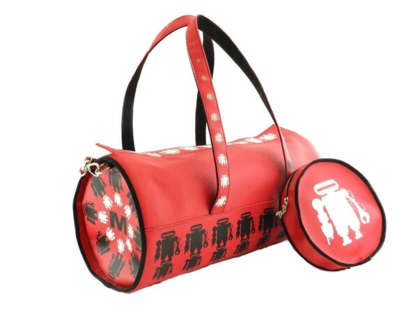MAXI BOSTON BAG FOR GYM OR FOR SHORT TRIPS MADE OF SYNTHETIC LEATHER. MODEL ROLLING COLOUR RED. - Unique Pieces Paul Meccanico